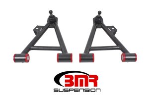 Ford Mustang Control Arms - Lower - BMR Suspension - Non-Adjustable, Tall Ball Joint, Polyurethane Bushings - Black Hammertone - `94-`04